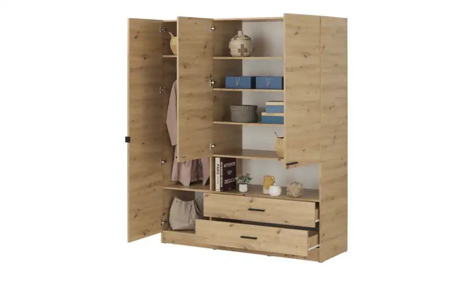 Drehtürenschrank, geöffnet