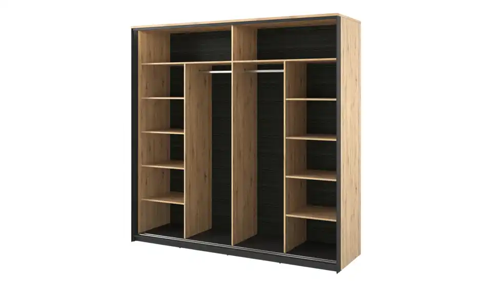 Schwebetürenschrank, geöffnet