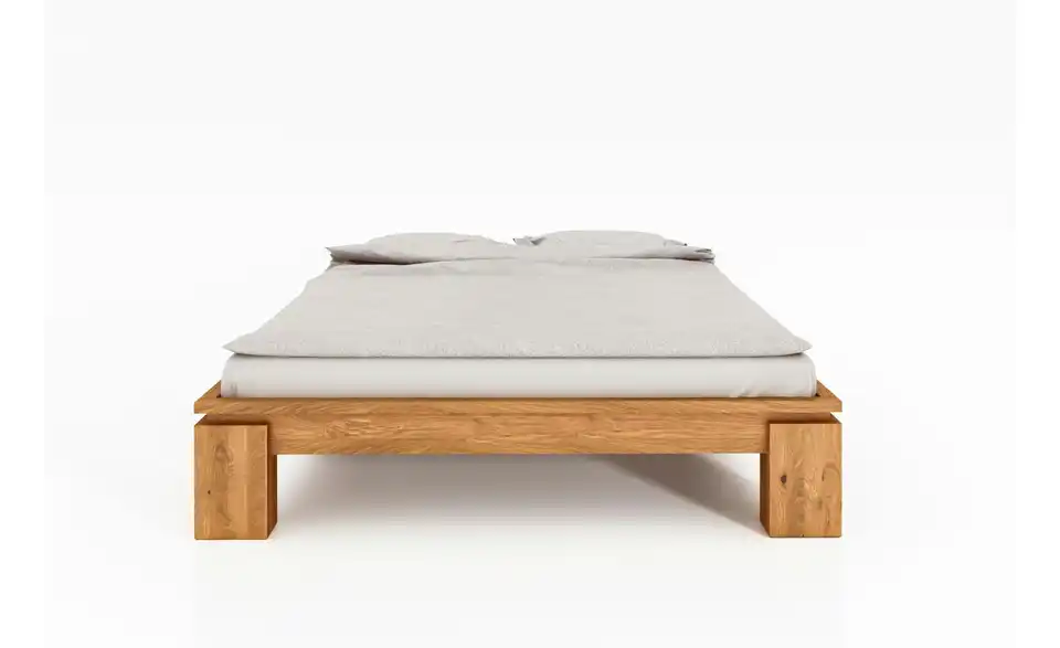 Massivholzbett ohne Kopfteil, Frontansicht