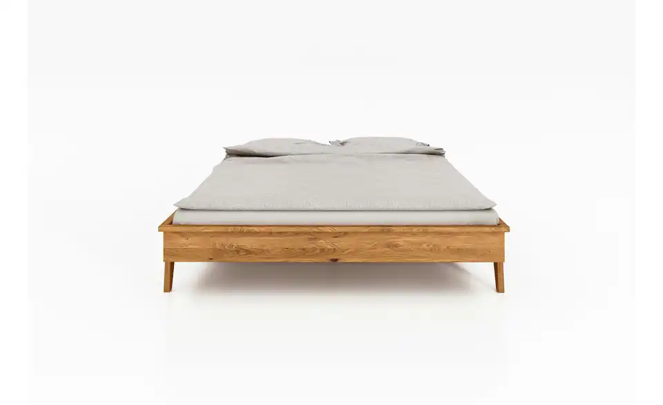 Massivholzbett ohne Kopfteil, Frontansicht