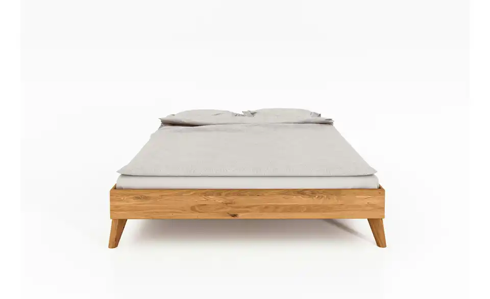 Massivholzbett ohne Kopfteil, Frontansicht