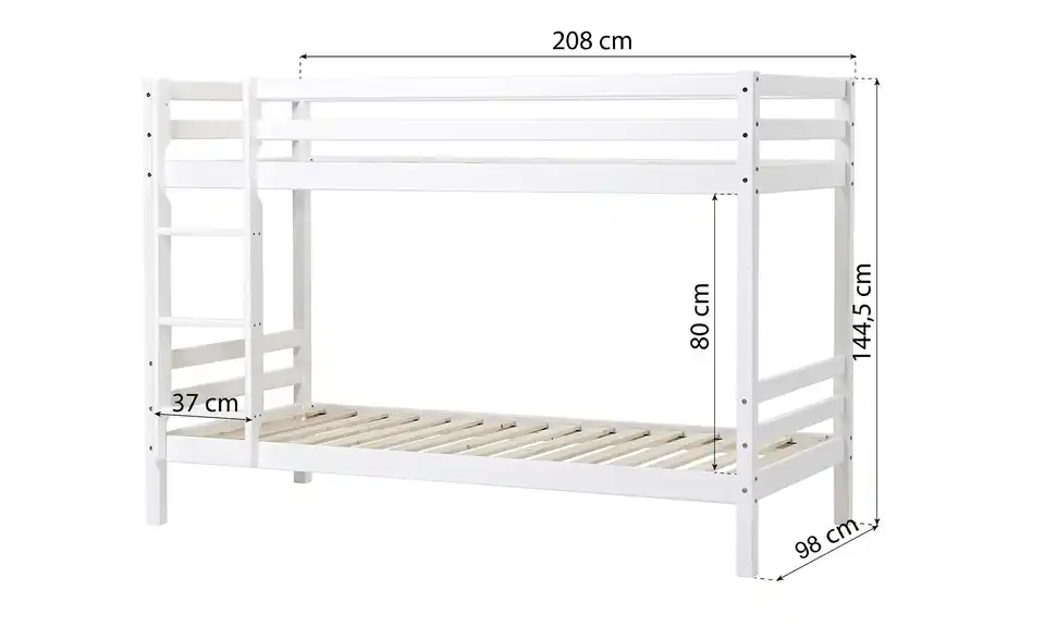 Hoppekids Etagenbett, Bemaßung