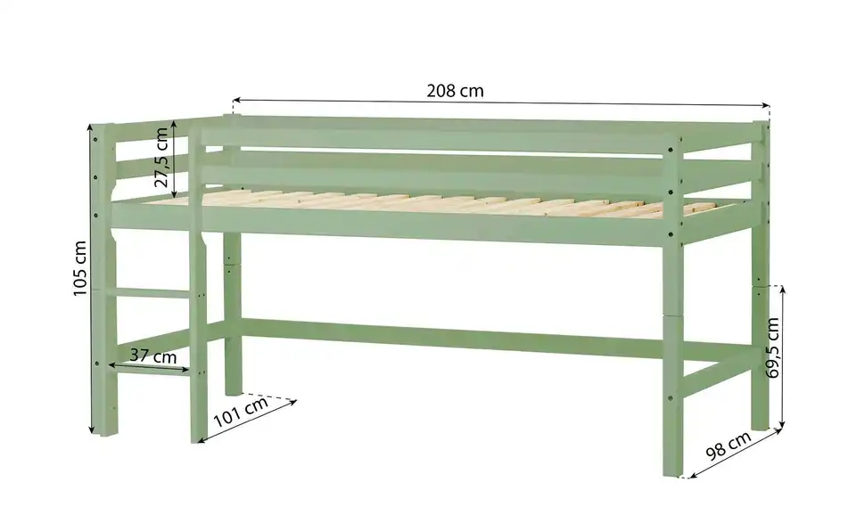 Hoppekids Hochbett, Bemaßung
