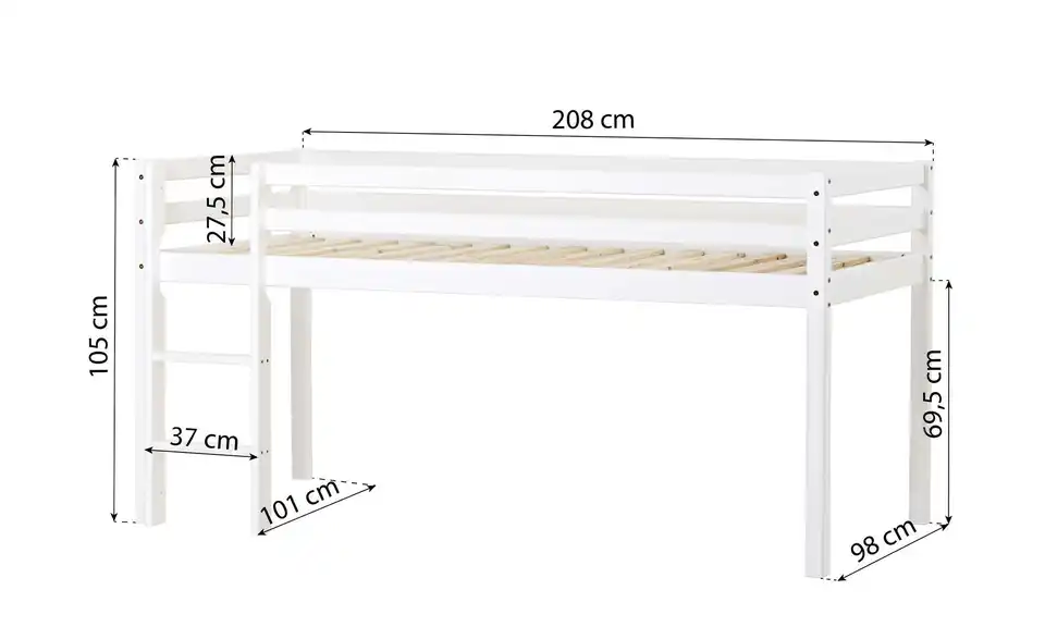 Hoppekids Hochbett, Bemaßung