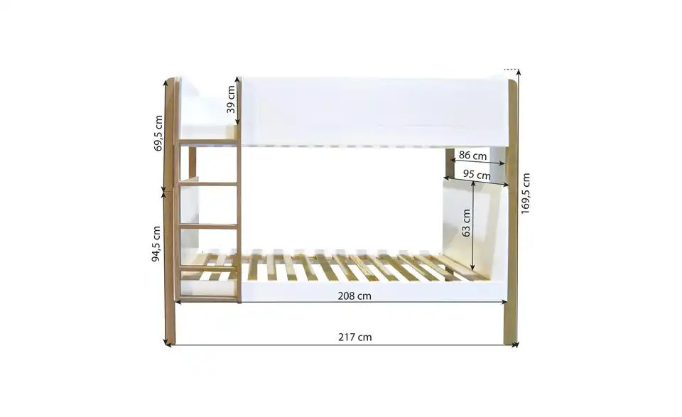 Hoppekids Etagenbett, Bemaßung