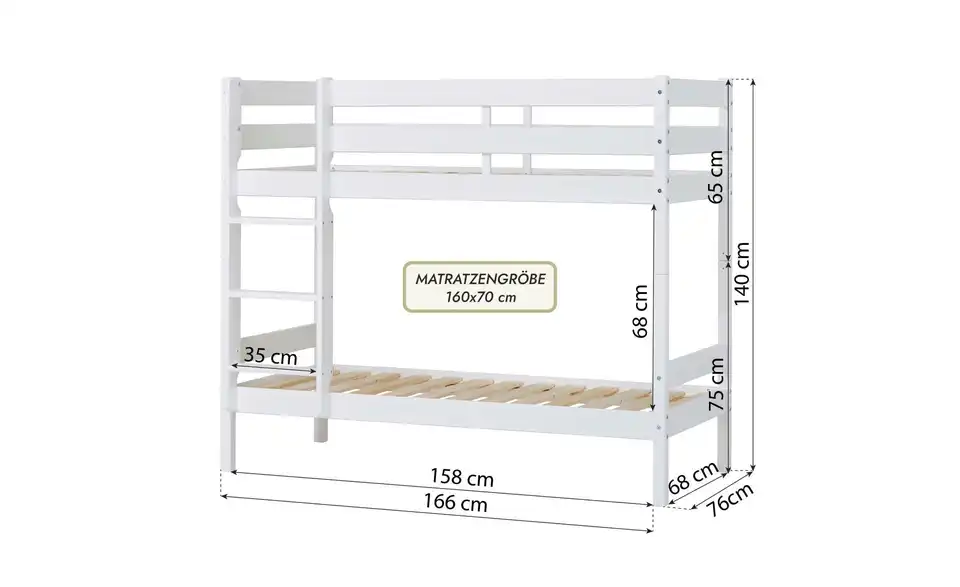 Hoppekids Etagenbett, Bemaßung