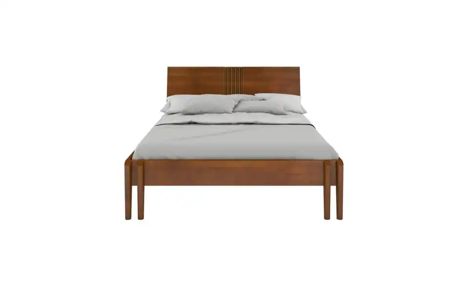 Massivholzbett nussbaumfarben, Frontansicht