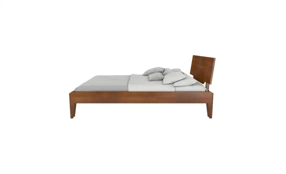 Massivholzbett nussbaumfarben, Profilansicht