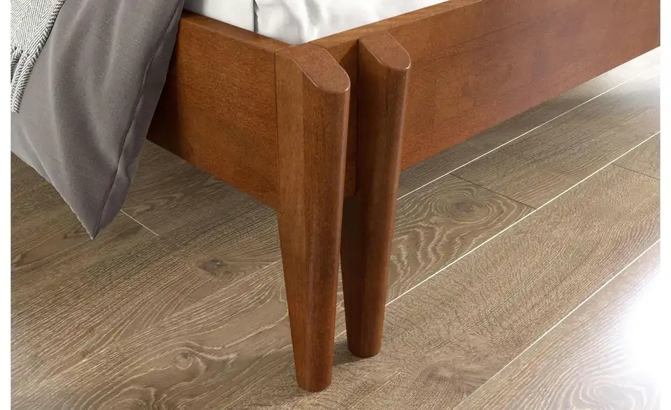 Massivholzbett nussbaumfarben, Detailansicht