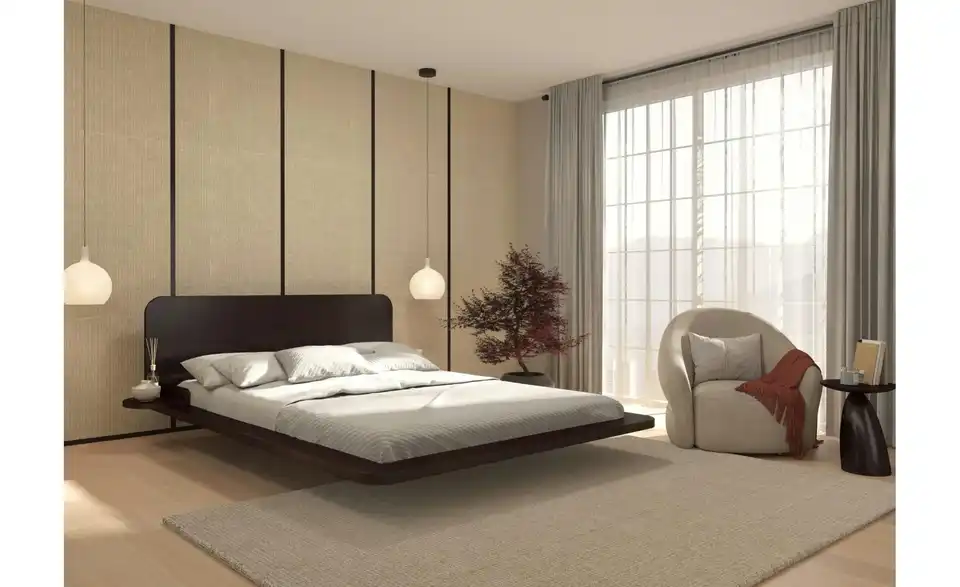 Massivholzbett wengefarben, in Wohnsituation