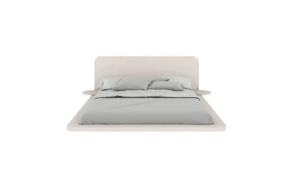 Massivholzbett in weiß, Frontansicht