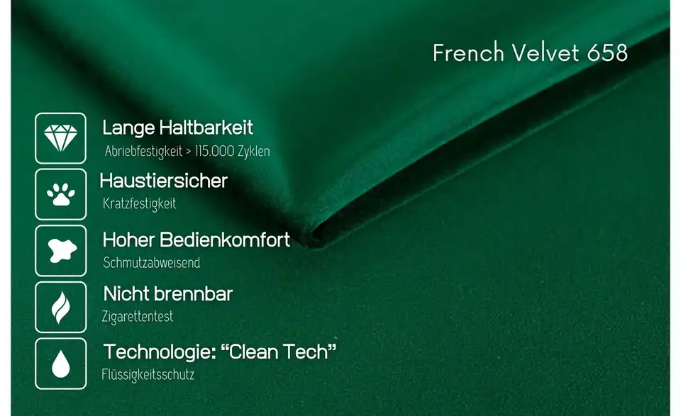 Massivholzbett nussbaumfarben, Bild mit Text