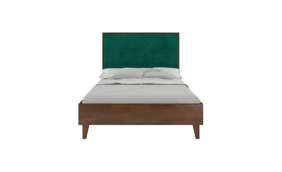 Massivholzbett nussbaumfarben, Frontansicht