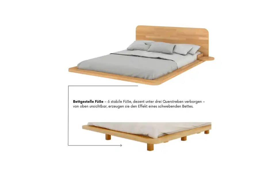 Massivholzbett Buche, Detailansicht