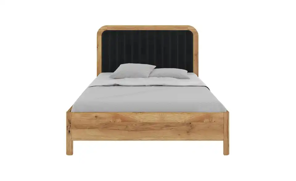 Massivholzbett Eiche 140x200, Frontansicht