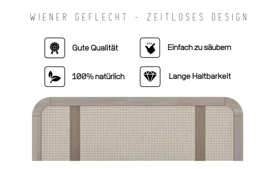 Massivholzbett Eiche Bianco, Bild mit Text