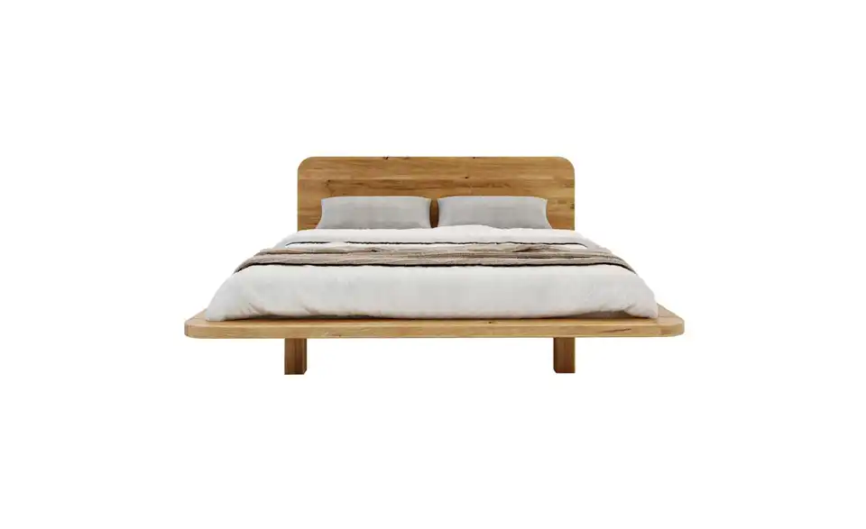 Massivholzbett Eiche, Frontansicht