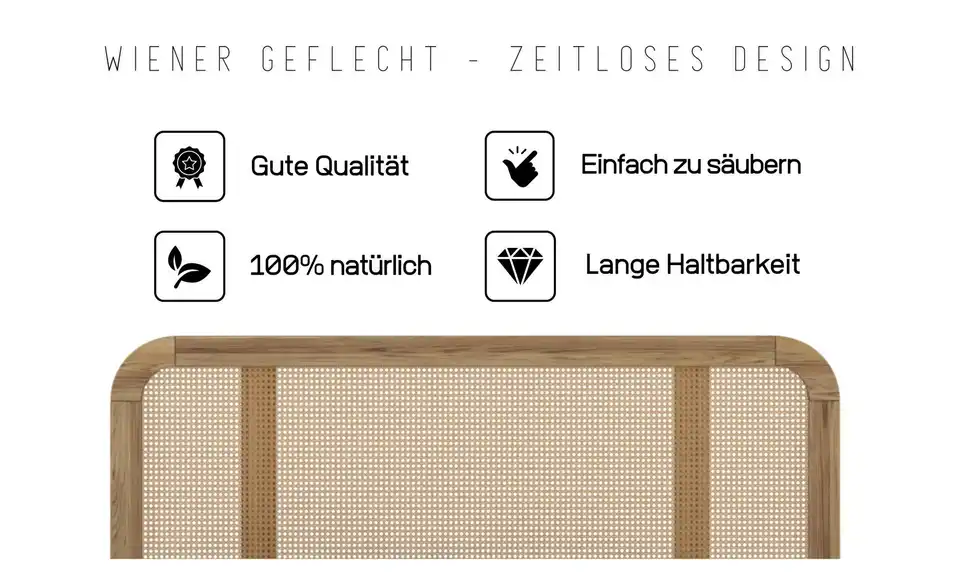 Massivholzbett Eiche San Remo, Bild mit Text