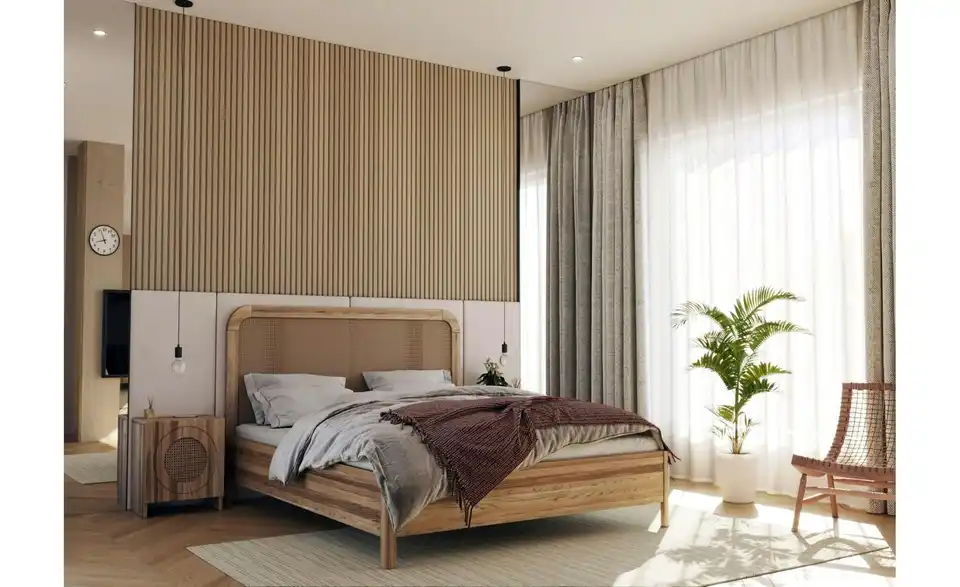 Massivholzbett Eiche San Remo, in Wohnsituation