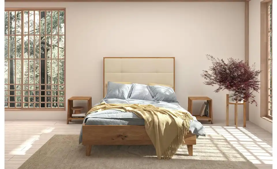 Massivholzbett Eiche, in Wohnsituation