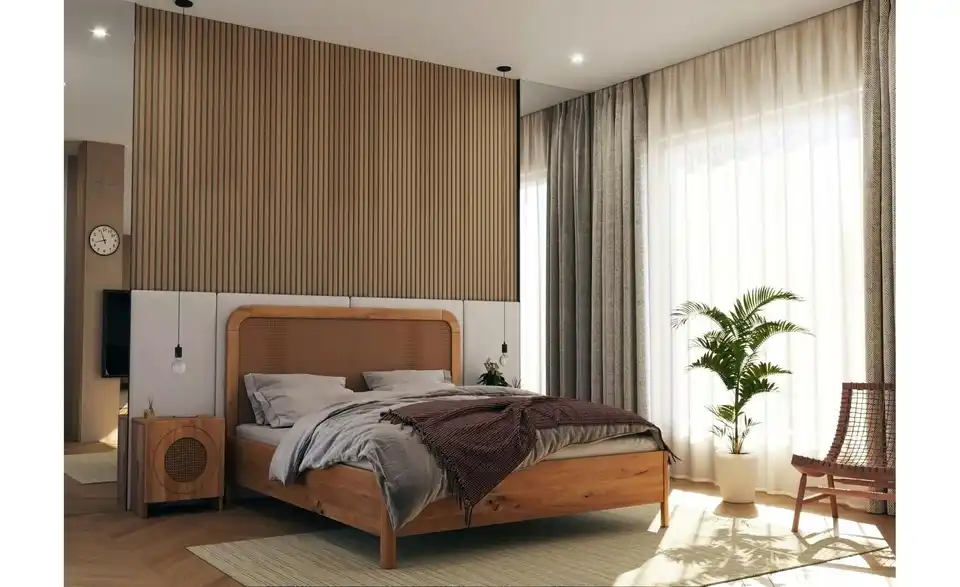 Massivholzbett Eiche, in Wohnsituation