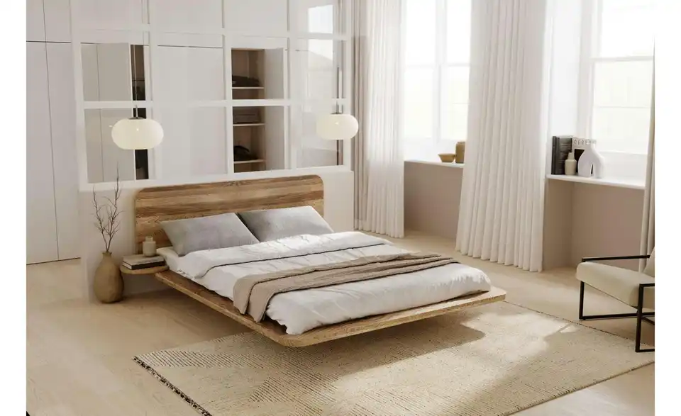 Massivholzbett Eiche San Remo, in Wohnsituation