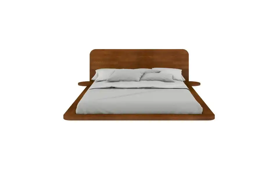 Massivholzbett nussbaumfarben, Frontansicht