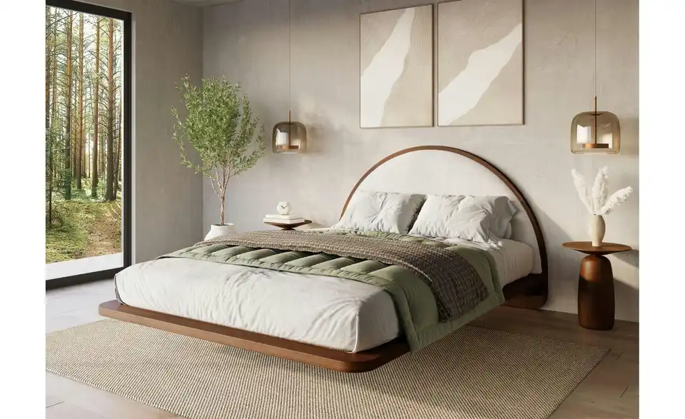 Massivholzbett Nussbaum180x200, in Wohnsituation