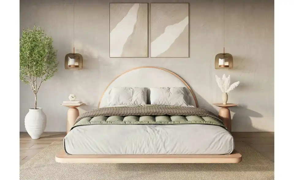 Massivholzbett Buche 160x200, in Wohnsituation