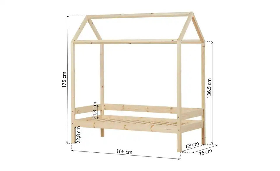 Hoppekids Hausbett, Bemaßung