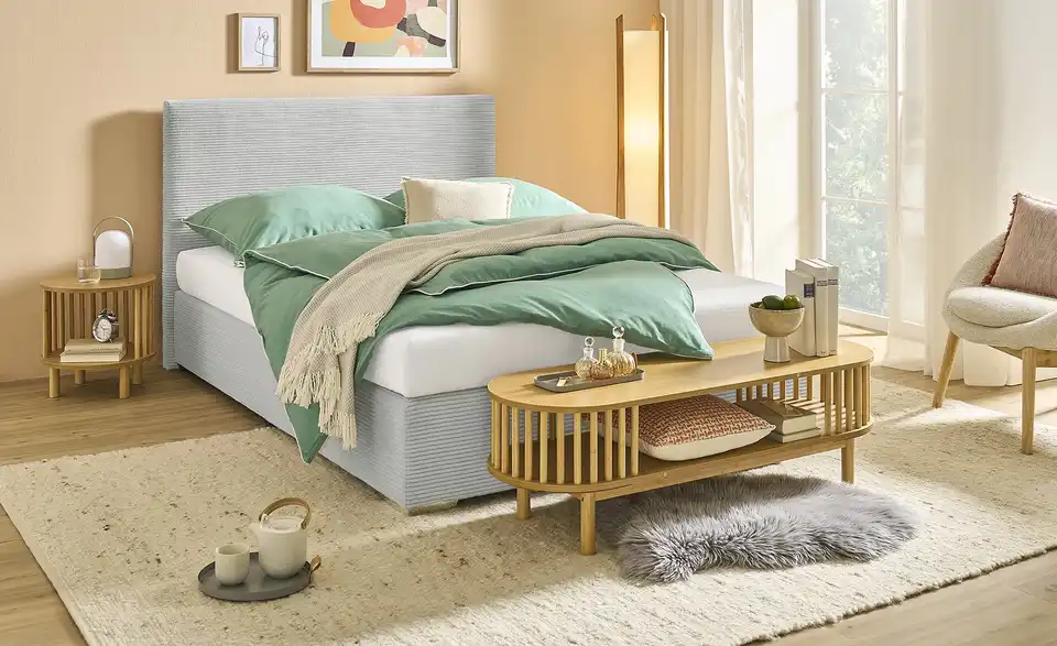 Boxbett Cord, Härtegrad H3, 140x200 cm, in Wohnsituation