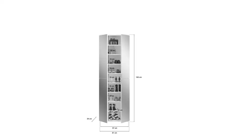 Mehrzweckschrank-Set, Bemaßung