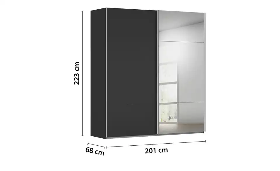 Kollektion Kraft Schwebetürenschrank inklusive Zubehör, Bemaßung