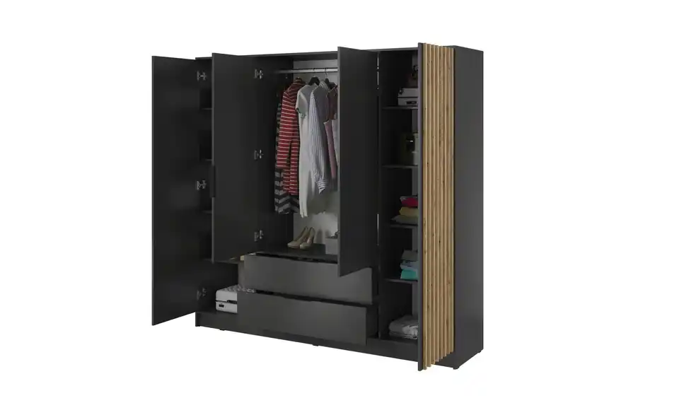 Drehtürenschrank, geöffnet