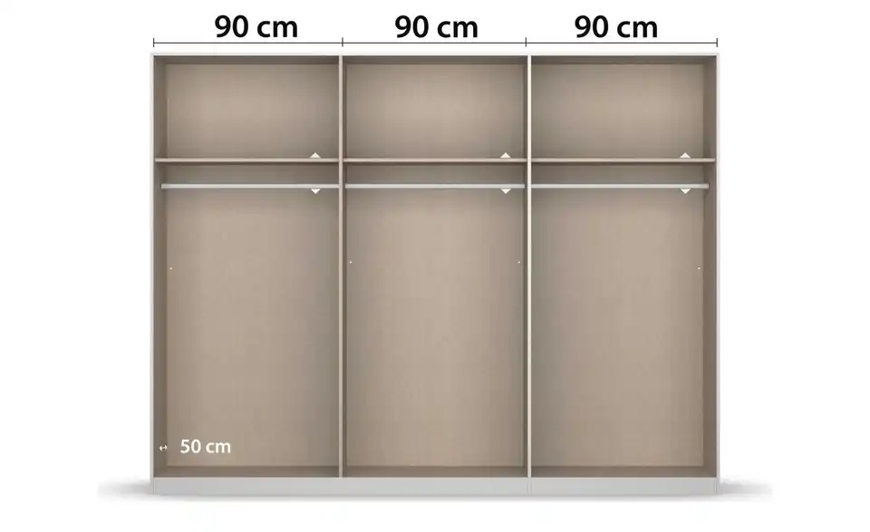Kleiderschrank mit Spiegel, geöffnet