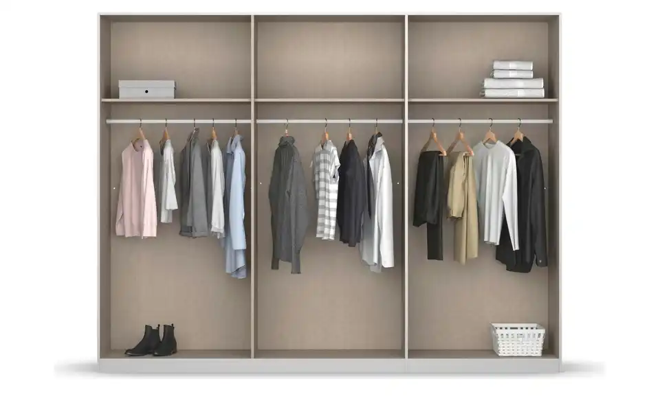 Kleiderschrank mit Spiegel, geöffnet