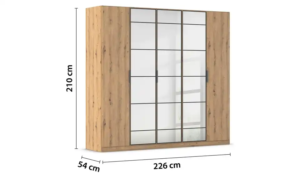 Kleiderschrank mit Spiegel, Bemaßung