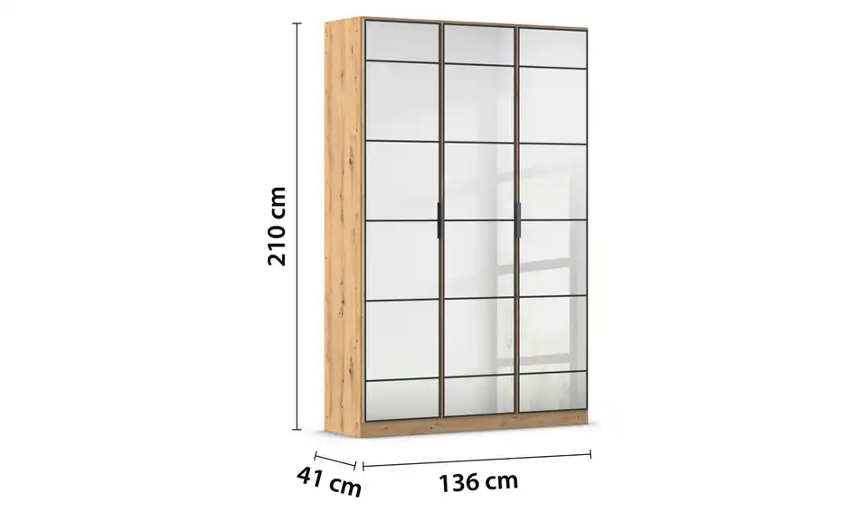 Spiegelschrank mit Einlegeböden, Bemaßung