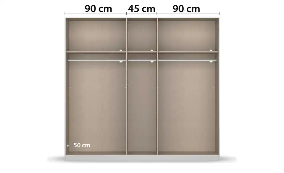 Kleiderschrank mit Spiegel, geöffnet