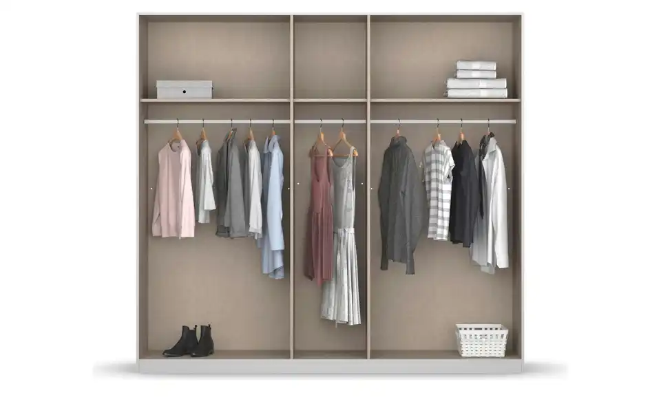 Kleiderschrank mit Spiegel, geöffnet