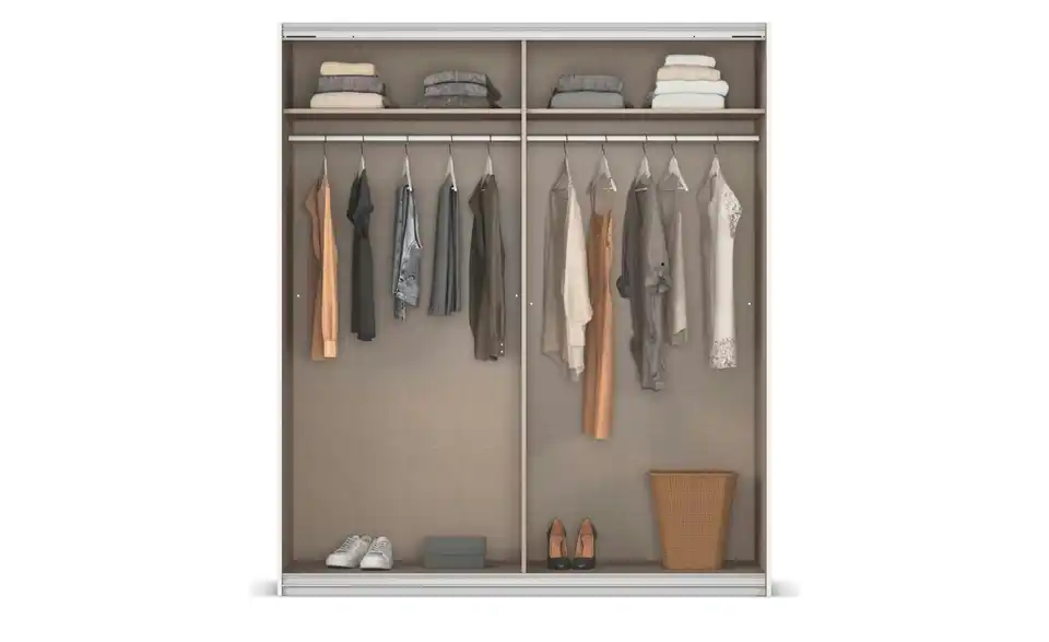 Schwebetürenschrank 2 türig, geöffnet