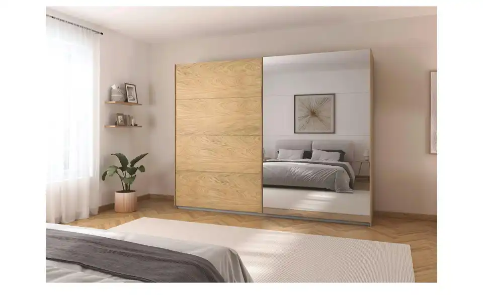 Schwebetürenschrank mit Spiegel, in Wohnsituation