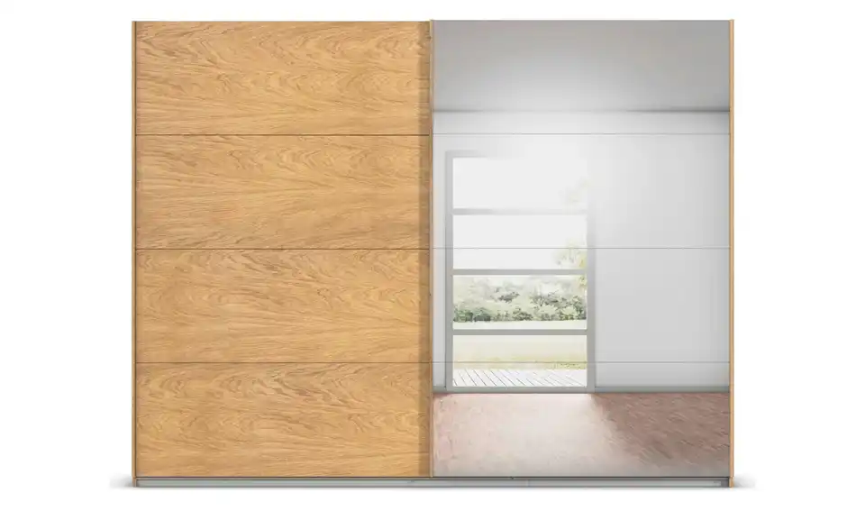 Schwebetürenschrank mit Spiegel, Frontansicht