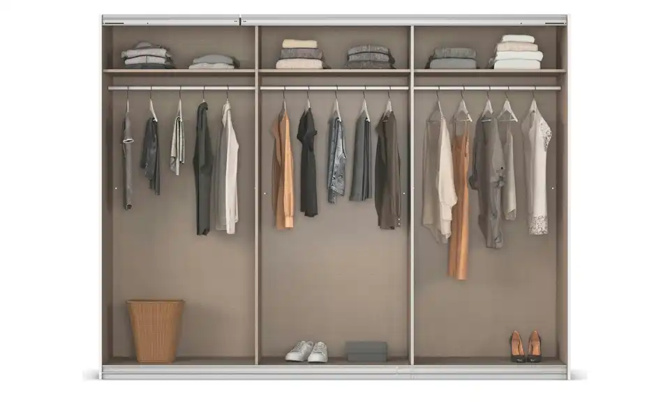 Schwebetürenschrank 2 türig, geöffnet