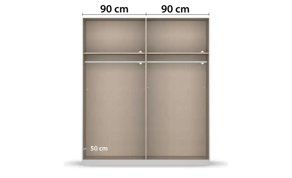 Kleiderschrank mit Spiegel, geöffnet