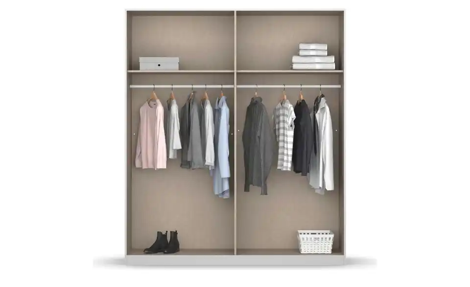 Kleiderschrank mit Spiegel, geöffnet