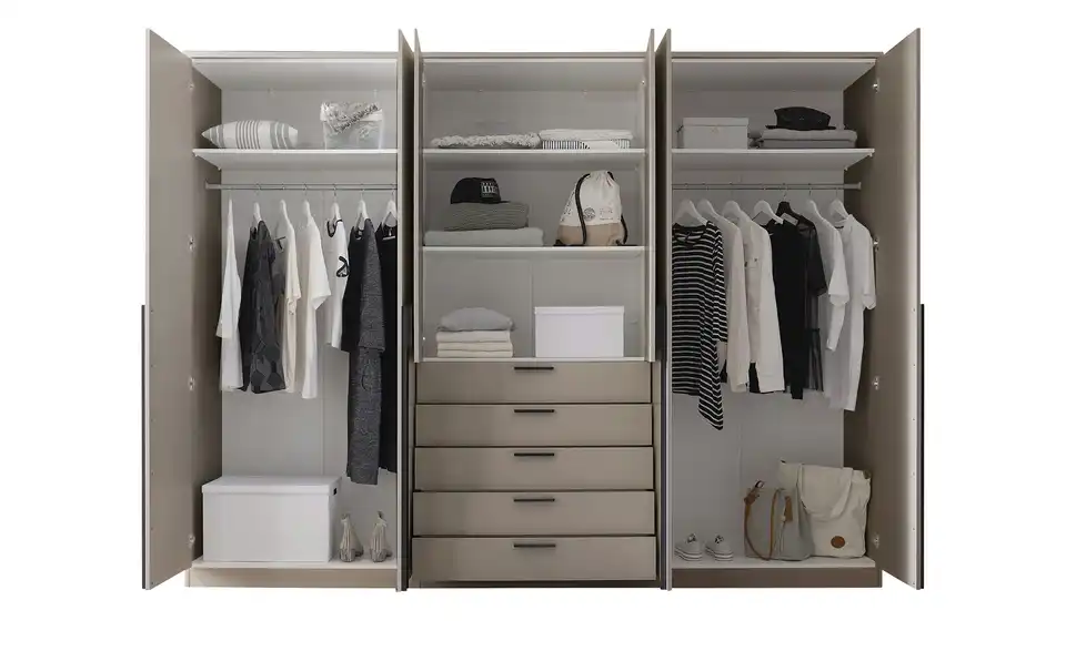 Drehtürenschrank, geöffnet