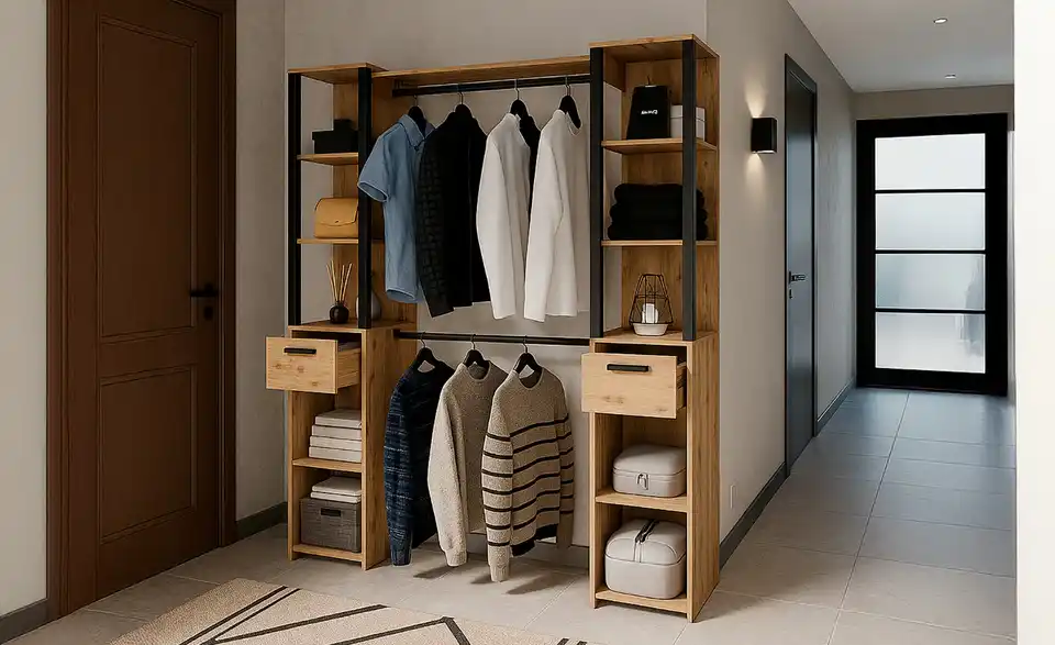 Offener Kleiderschrank, in Wohnsituation