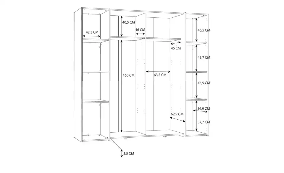 Kleiderschrank, Bemaßung