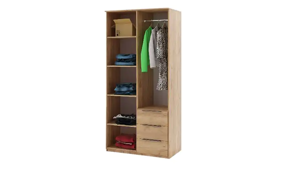 Drehtürenschrank, geöffnet